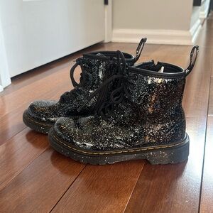 Dr Martens girls JUNIOR 1460 GLITTER PATENT LEATHER BOOTS size 1